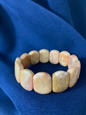 Warm Honey Coral Stone Stretch Bracelet for Women